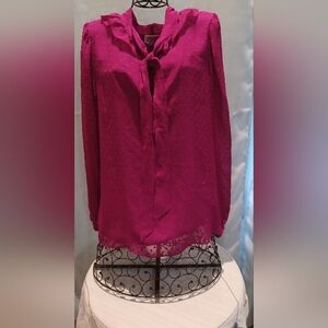 Kate Spade Pink Ruffle Neck Blouse